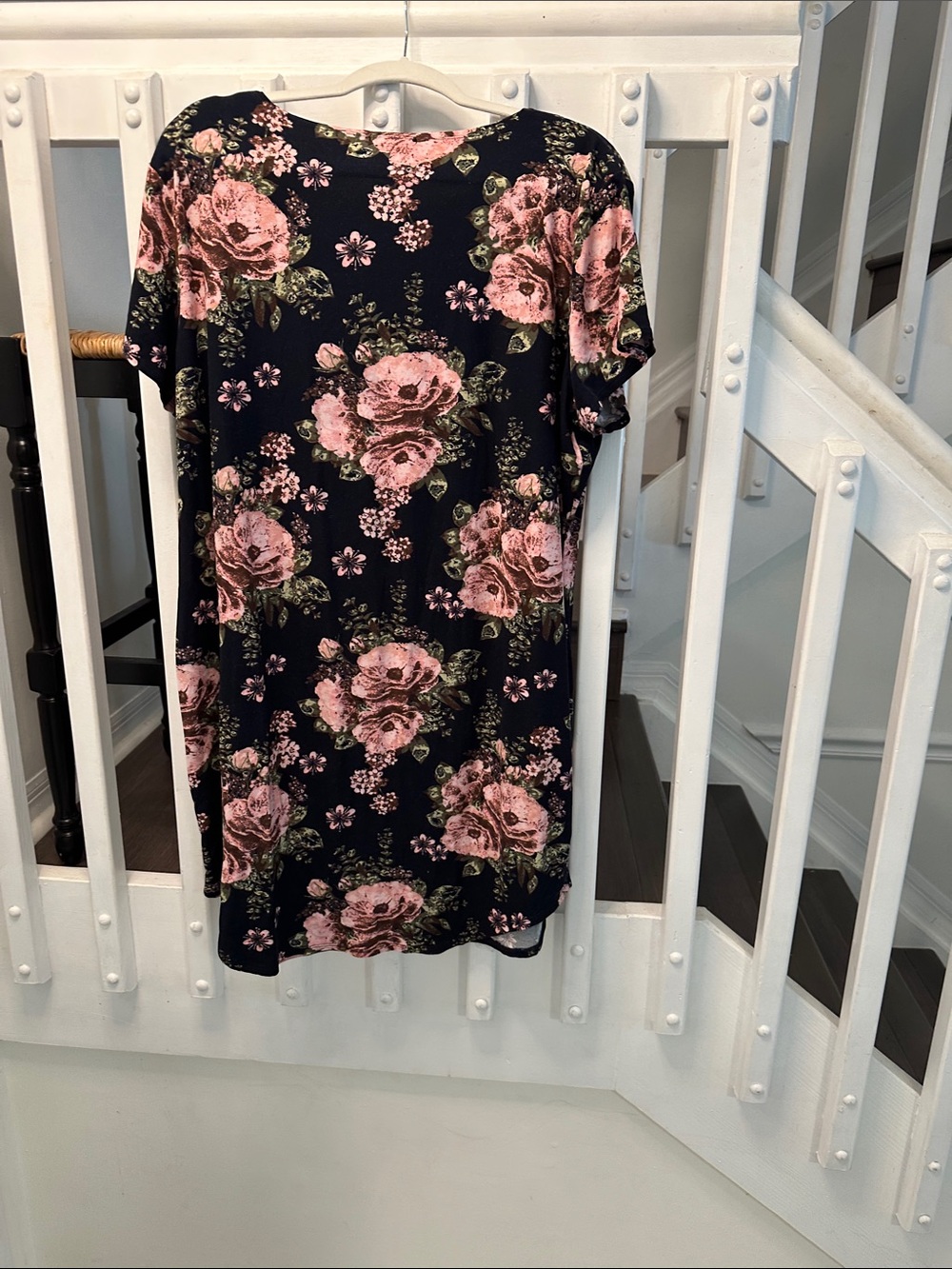 Floral Black & Pink Short Sleeve Mini Dress - Picture 2 of 2